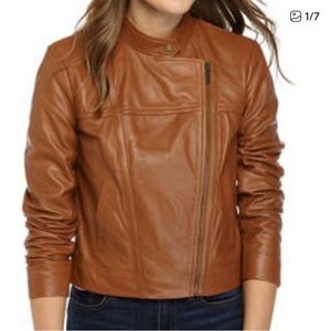 MICHAEL KORS Women's Plus Size Lambskin Leather Moto Jacket, Size 3X, EUC